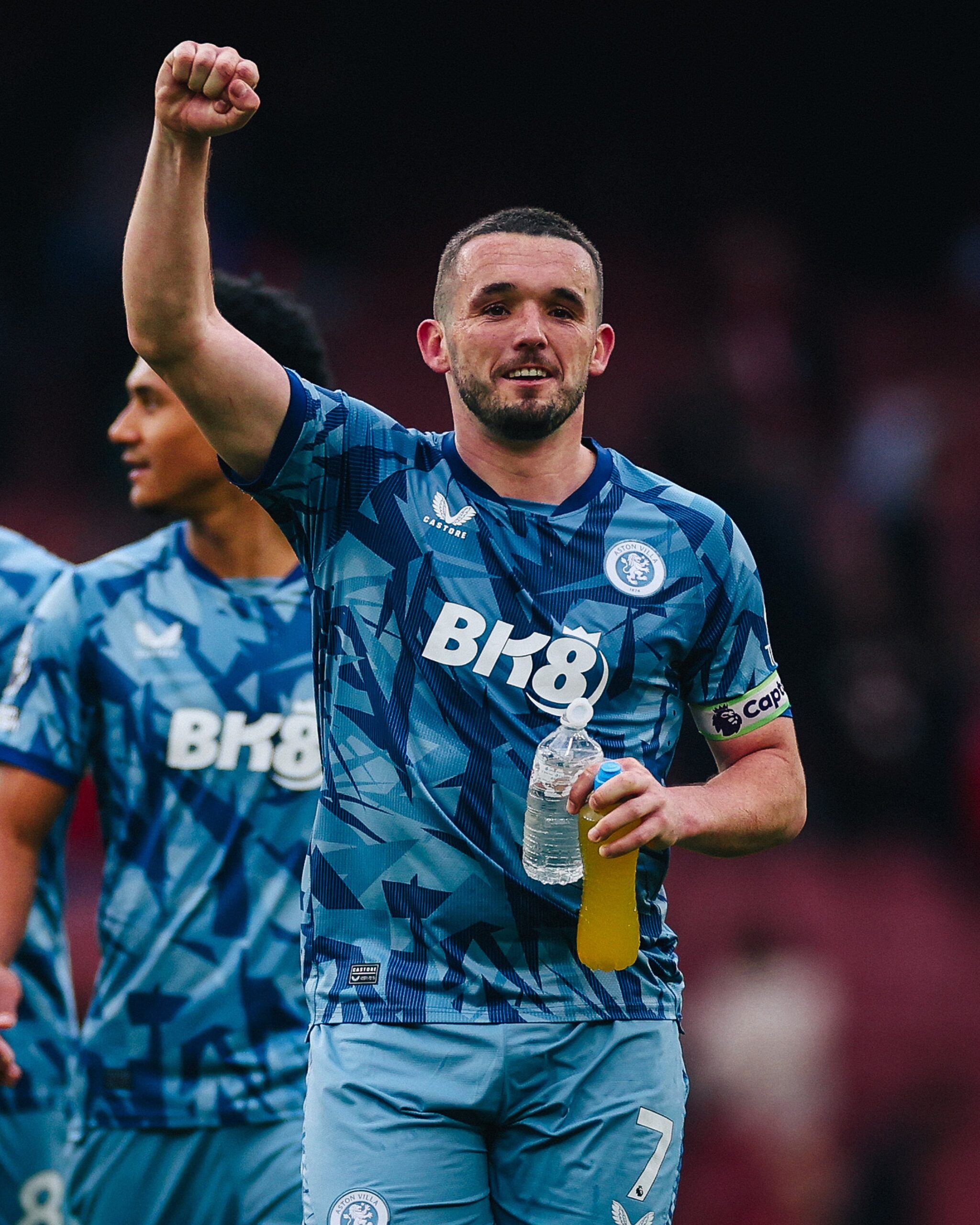 John McGinn celebrates at the Emirates Stadium!